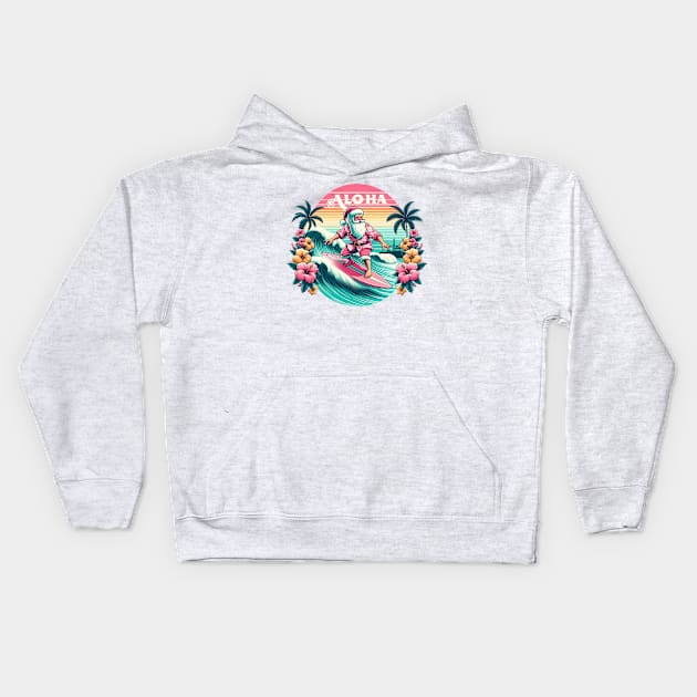 Hawaiian Santa Kids Hoodie by Chromatic Fusion Studio